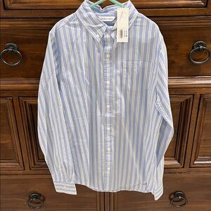 NWT! Boys Janie and Jack Blue and White Striped Button-Down Shirt
